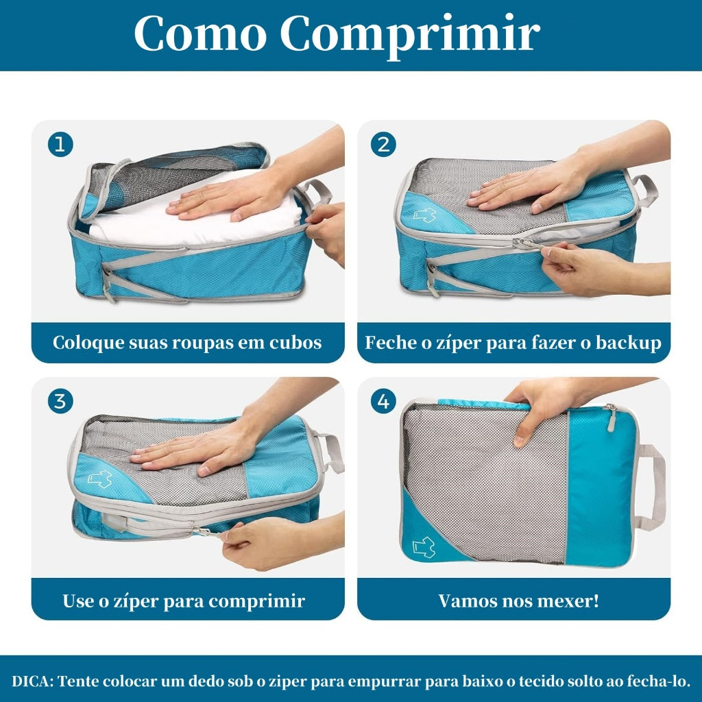 Kit de Organizadores de Mala de Viagem de Compressão
