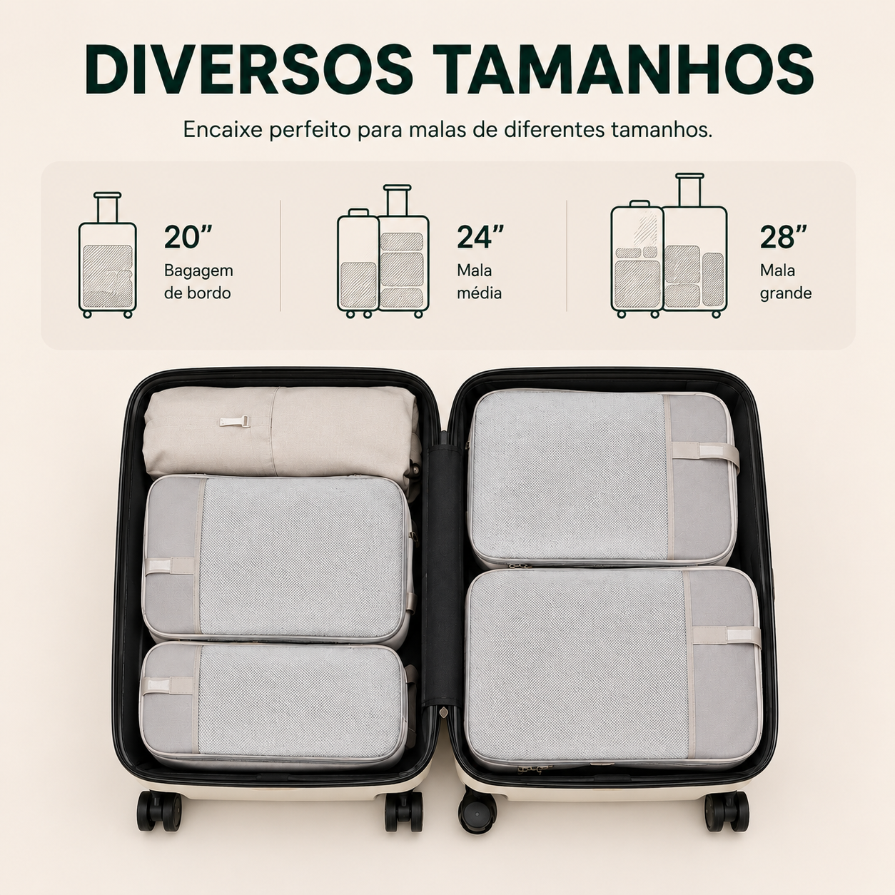 Kit de Organizadores de Mala de Viagem de Compressão
