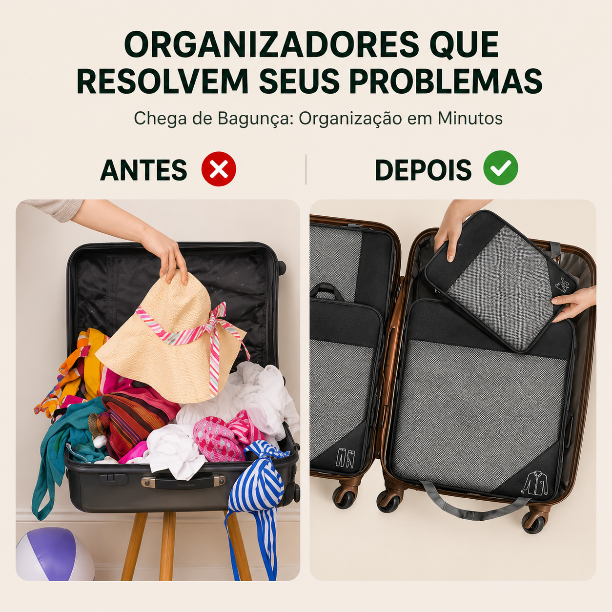 Kit de Organizadores de Mala de Viagem de Compressão