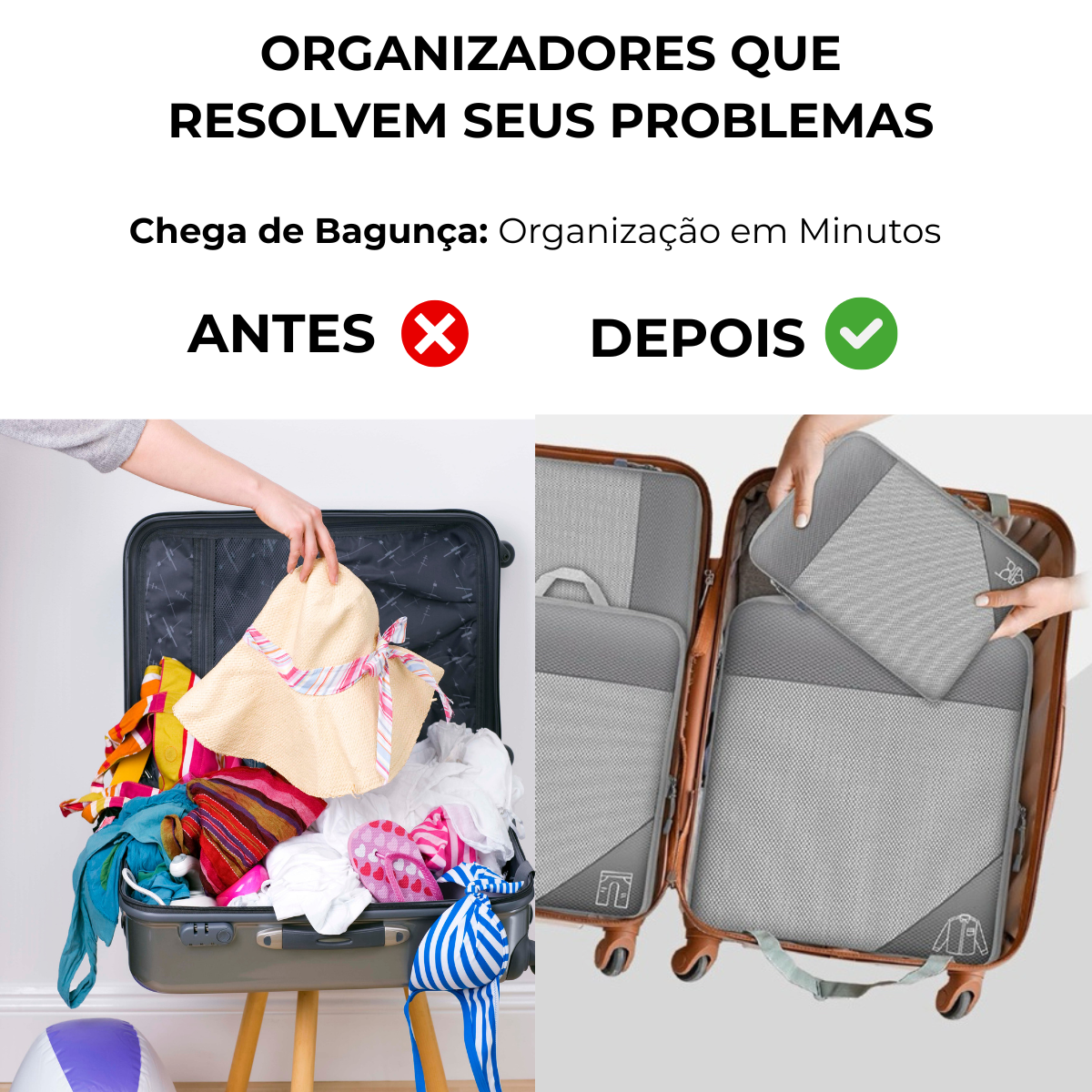 Kit de Organizadores de Mala de Viagem de Compressão