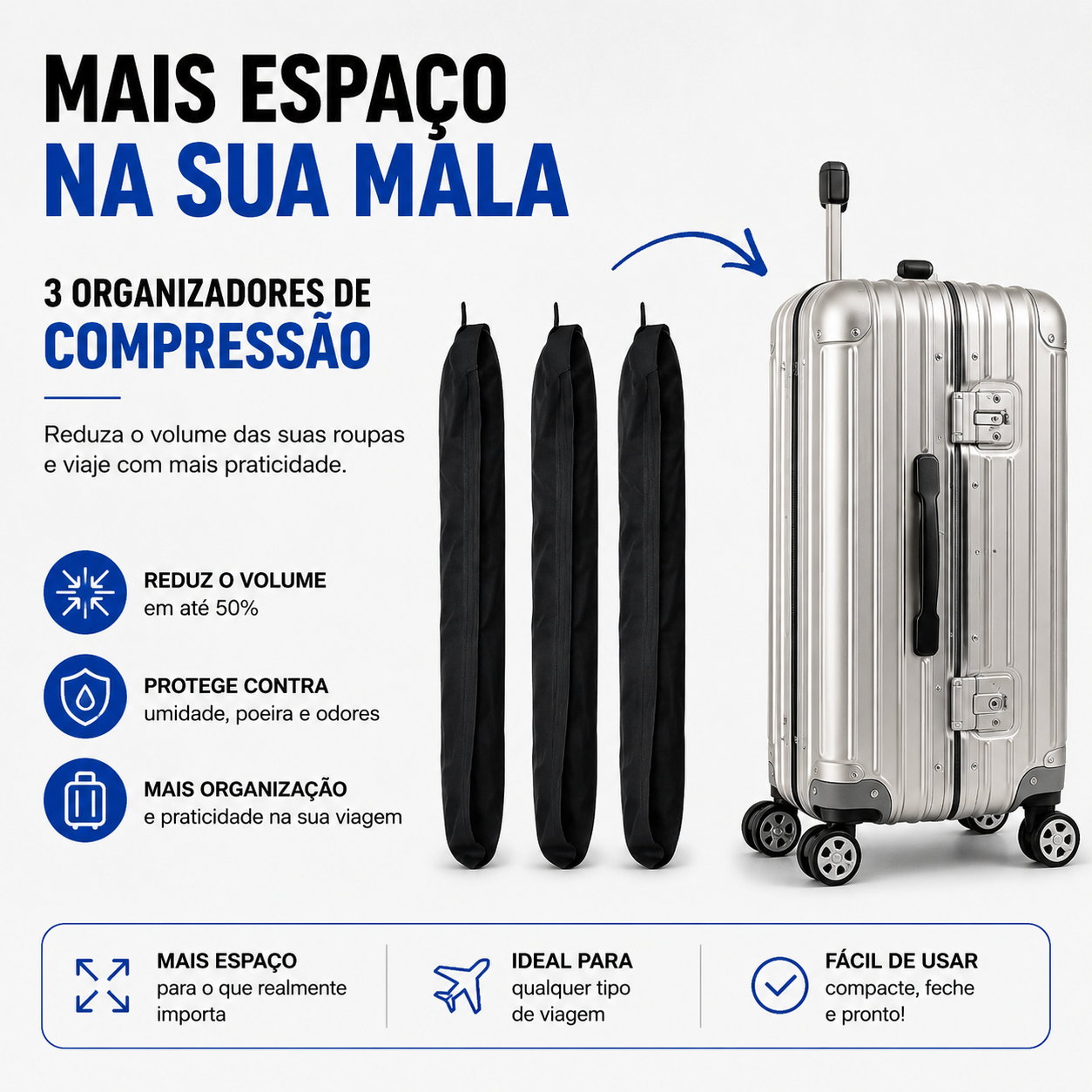 Mirei Compress™ | Sistema de Compressão para Viagem | Até 50% Mais Espaço na Mala
