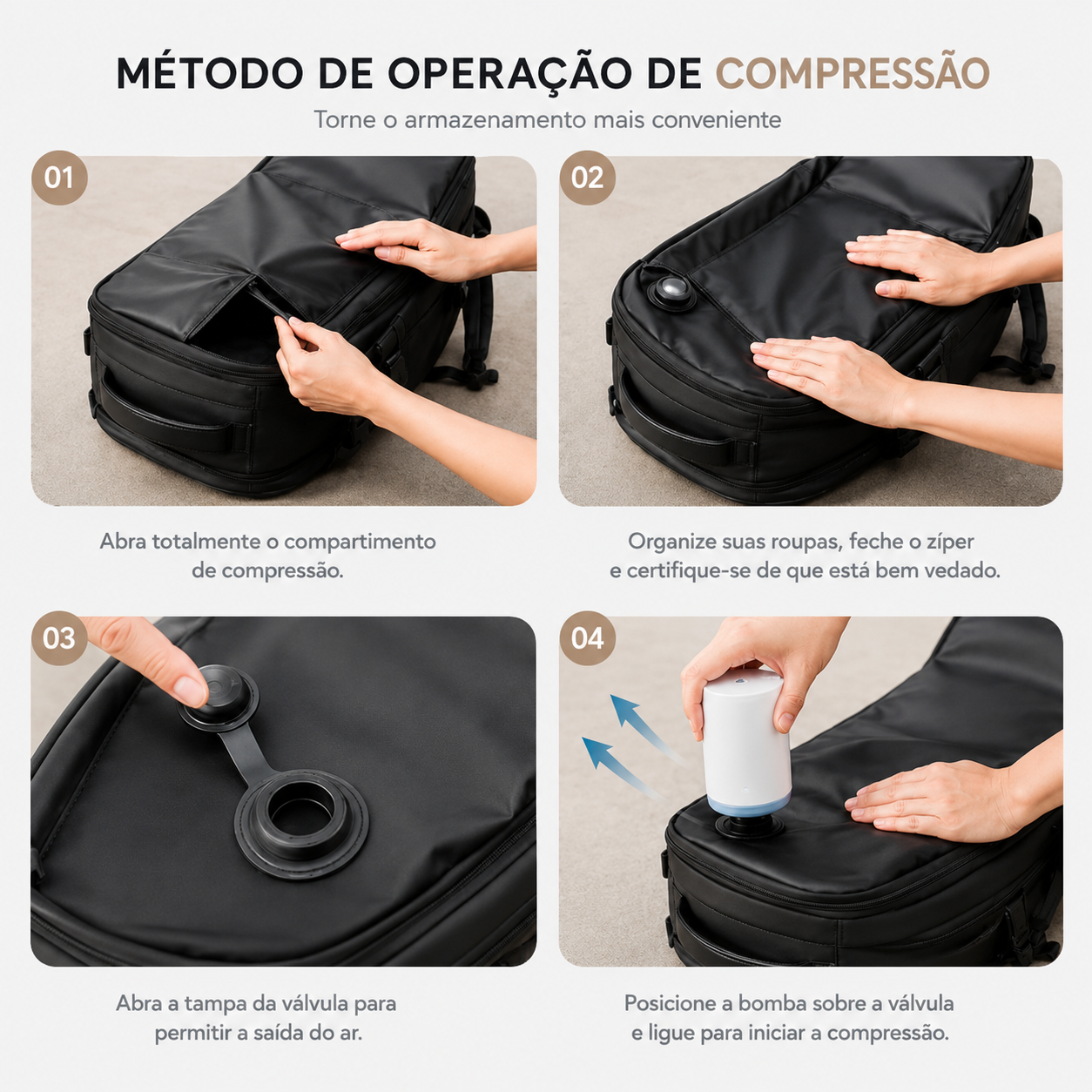 Mochila de Compressão a Vácuo Vancouver Preta