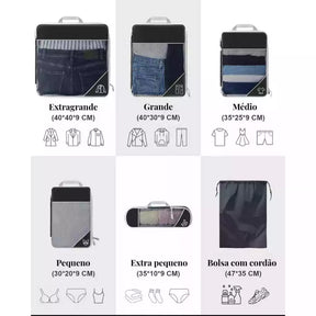 Kit de Organizadores de Mala de Viagem de Compressão