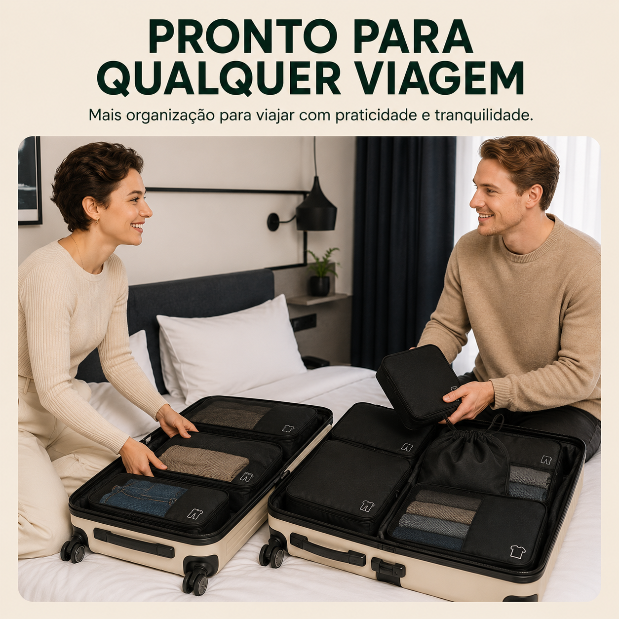 Kit de Organizadores de Mala de Viagem de Compressão