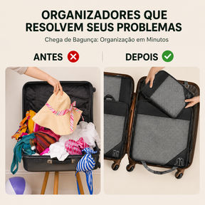 Kit de Organizadores de Mala de Viagem de Compressão