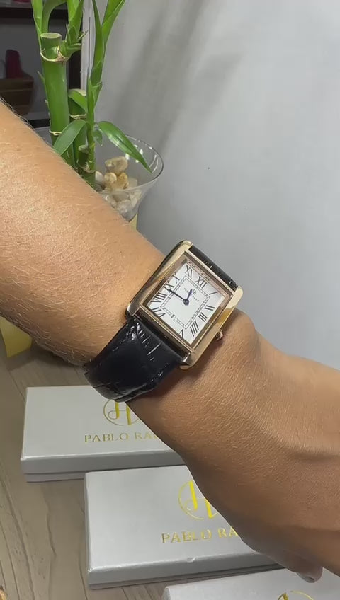 Relógio Quadrado em Couro Pablo Raez 34mm e 40mm | Caixa exclusiva